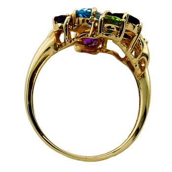 9ct Gold Real Stones Cluster Ring size P